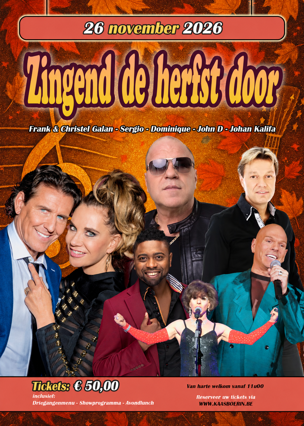 Middagshow op 26 november 2026 met o.a. Sergio en Frank Galan