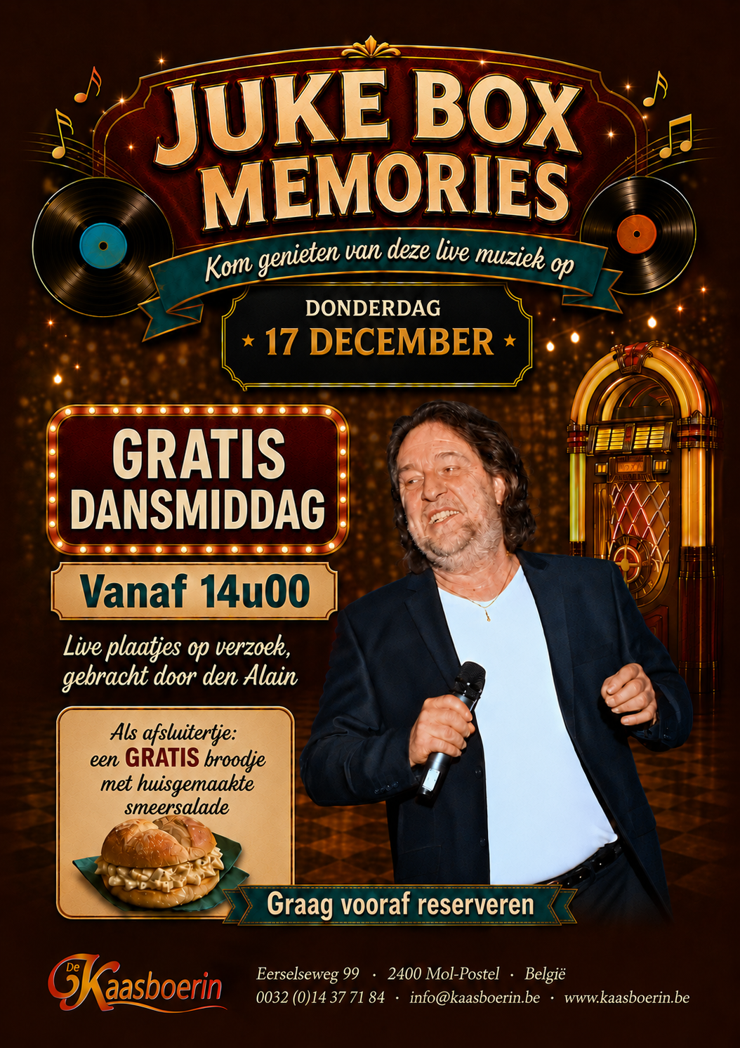 Juke box memories - Live op verzoek! Dansen en zingen met als aflsuiter een gratis Italiaanse bol!