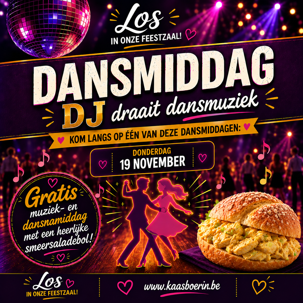 Dansnamiddag met Dj en dansmuziek bij de Kaasboerin te Mol-Postel